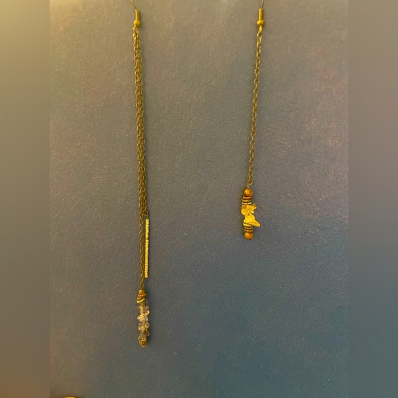 Genuine Amethyst Citrine Beaded Gemstone Drop Earrings / Different Length 💜💛 - Picture 2 of 5